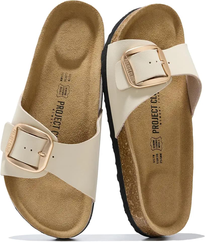 100% Genuine Leather Womens Sandals Womens Slides Comfortable Slide Sandals