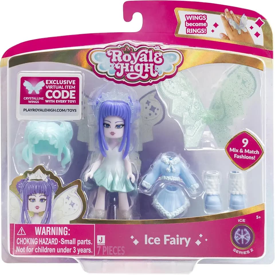Royale High 3” Ice Fairy Fashion Doll - 1 Figure with 9 Fashion Accessories - Virtual Item Code Included - Series 2 - Ages 5+
