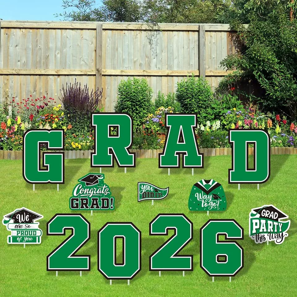 Green Themed Graduation Decorations 2026 - Graduation Yard Signs Class of 2026,Congratulate Graduation yard signs - Graduation Party Supplies for High School & Graduation Party Decorations