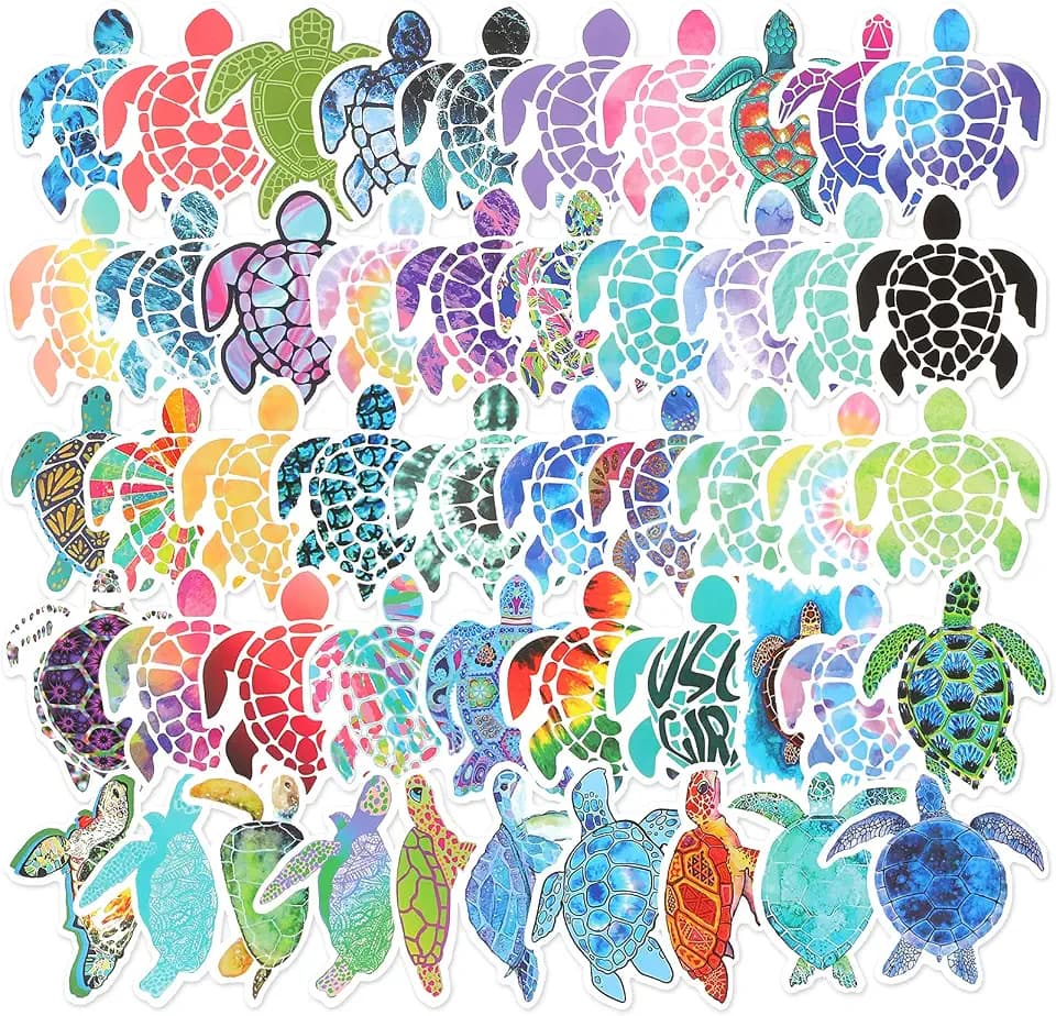Chinco 100 Pcs Sea Turtle Stickers Waterproof Vinyl Decals for DIY Laptop