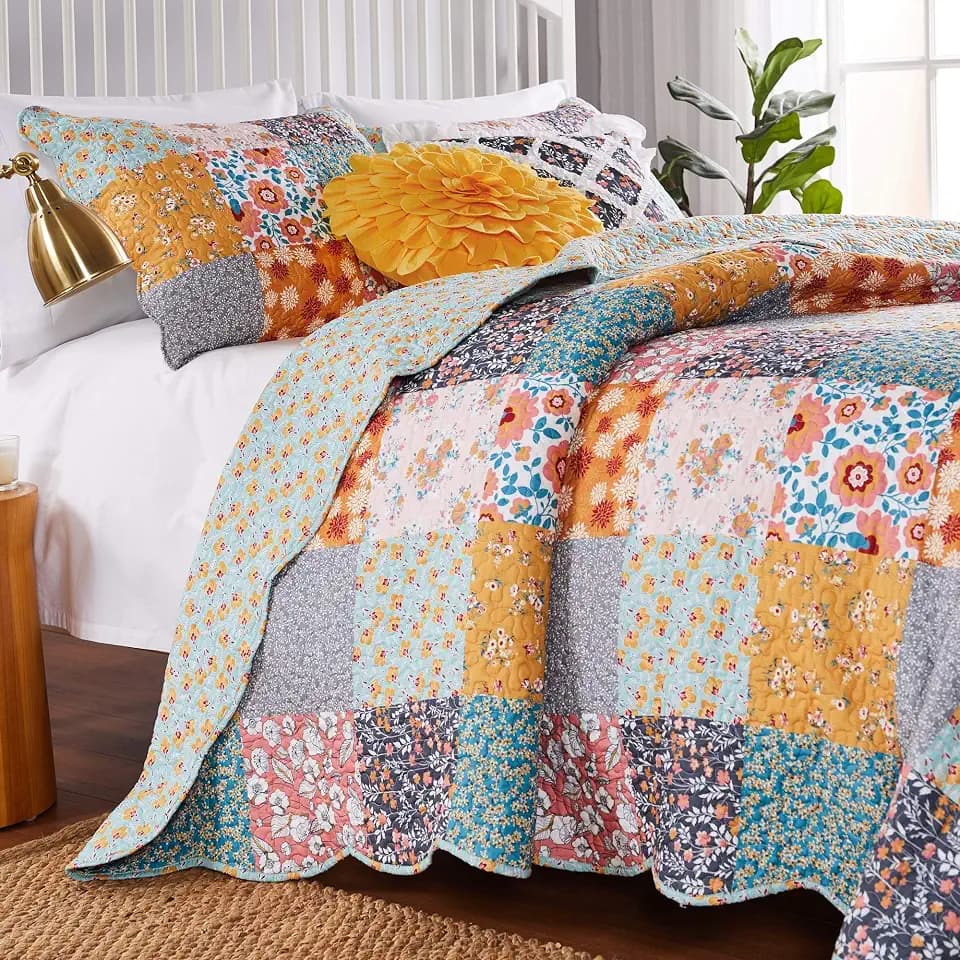 Greenland Home Fashions Barefoot Bungalow Carlie Steppdecken-Set, 3-teilig, Full/Queen, Calico