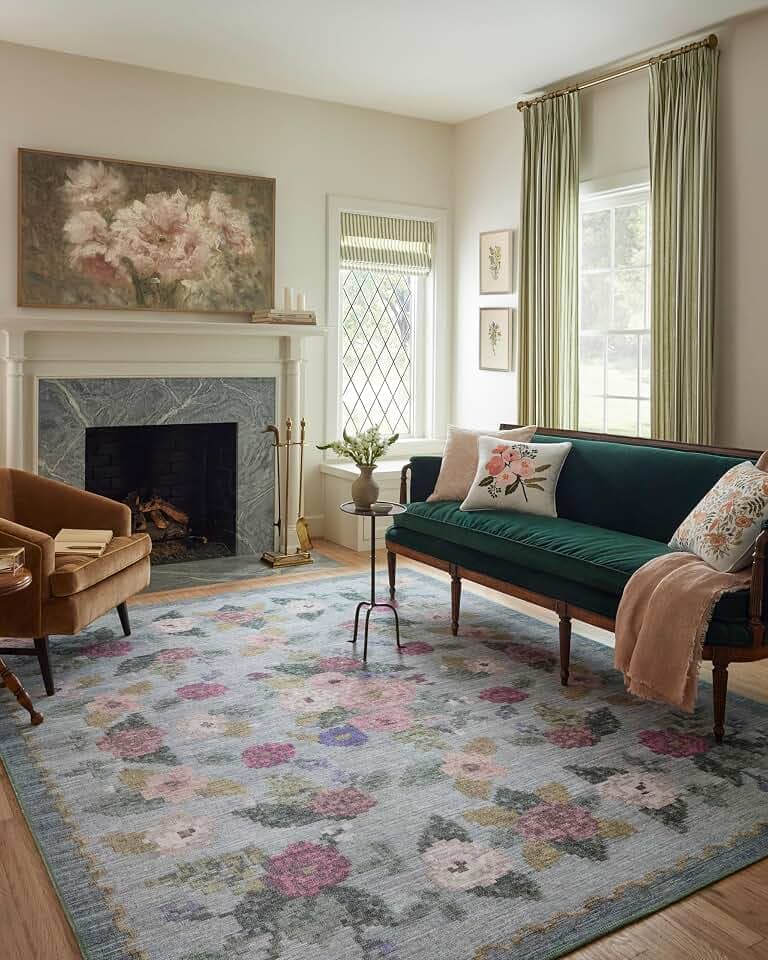 Loloi Rifle Paper Co Rosa Sky 2'-6" x 12'-0" Runner Rug