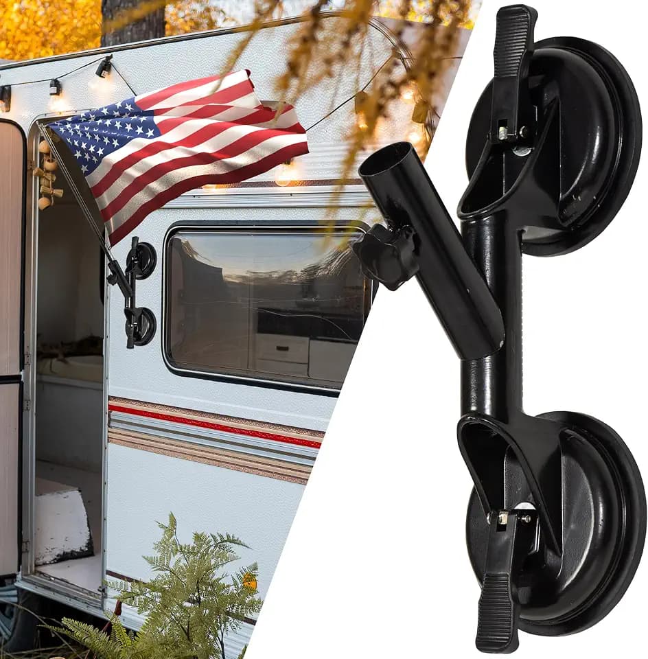 RV Flag Pole Holder, Suction Cup Mount, Fits Poles up to 1.18 in