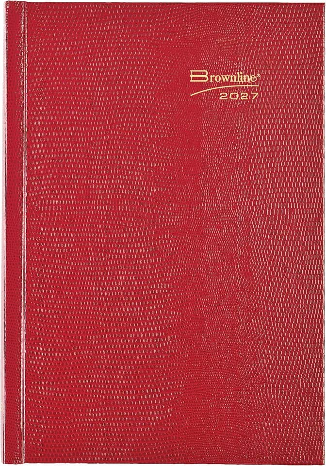 Brownline® 2027 Traditional Daily/Monthly Planner, Untimed Journal, 12 Months, January to December, Perfect Binding, 8.25" x 5.75", Bright Red (CB389.RED)