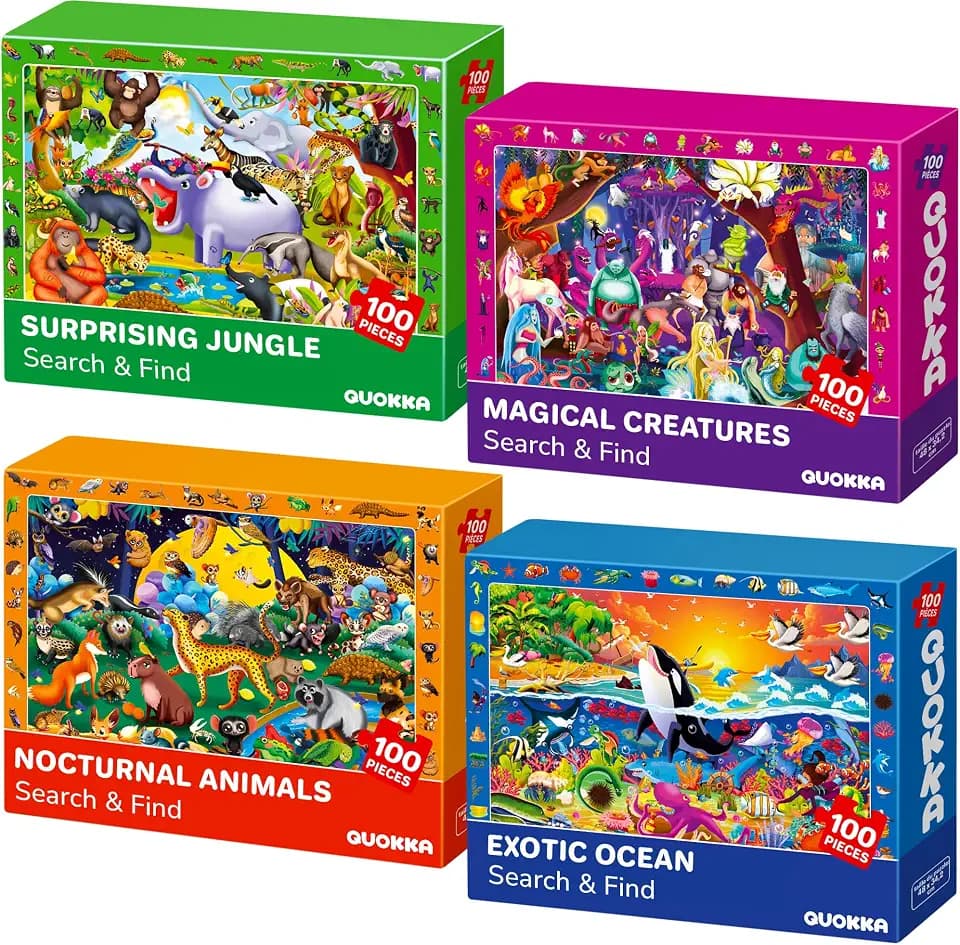 100 Piece Puzzles for Kids Ages 4-6 - 4 Jigsaw Kids Puzzles Ages 4-8