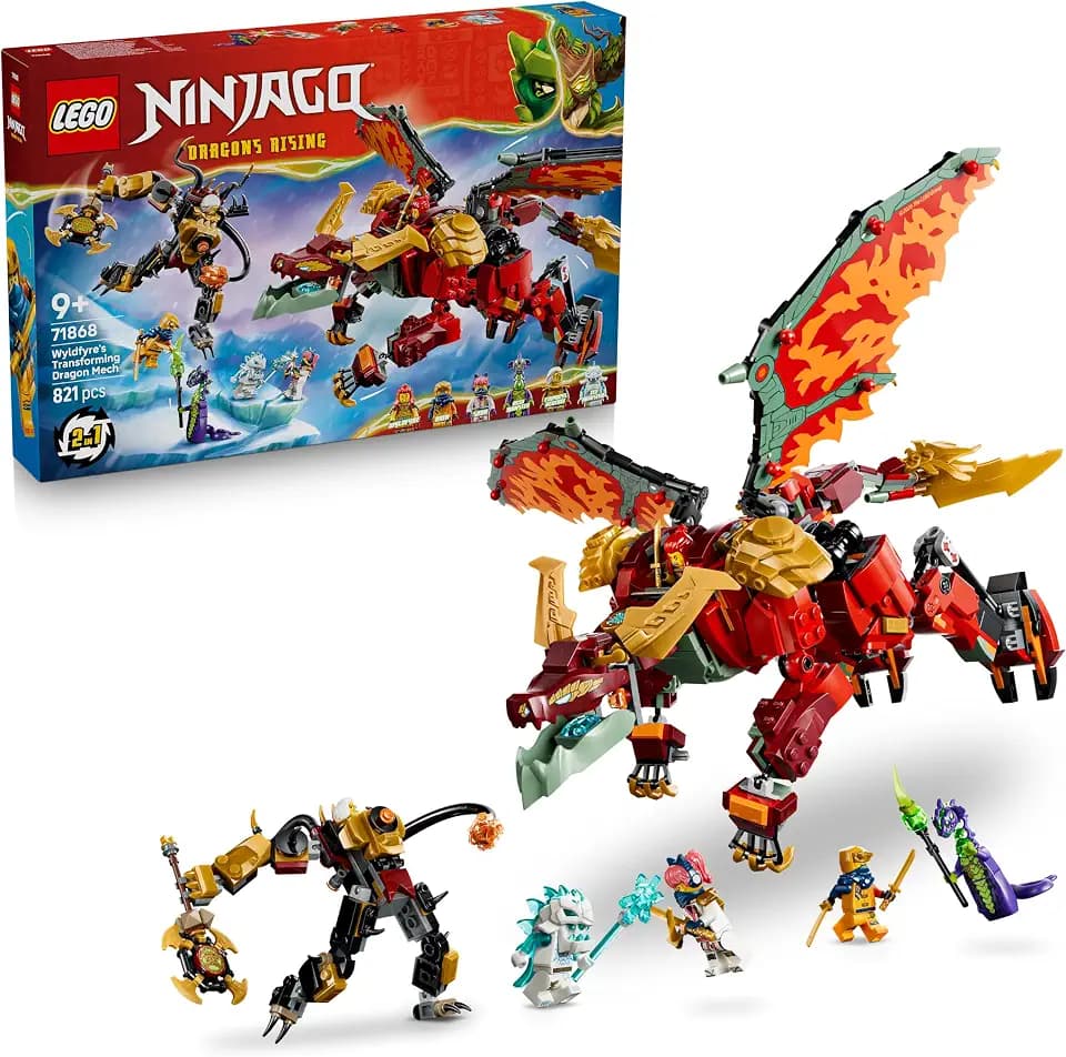 LEGO NINJAGO Wyldfyres Drachenmech - 2-in-1 Ninja-Actionfigur mit Mech von Kaiserin Beatrix und 6 Minifiguren - Geschenkidee zum Geburtstag für Jungen ab 9 Jahren und Fans - 71868