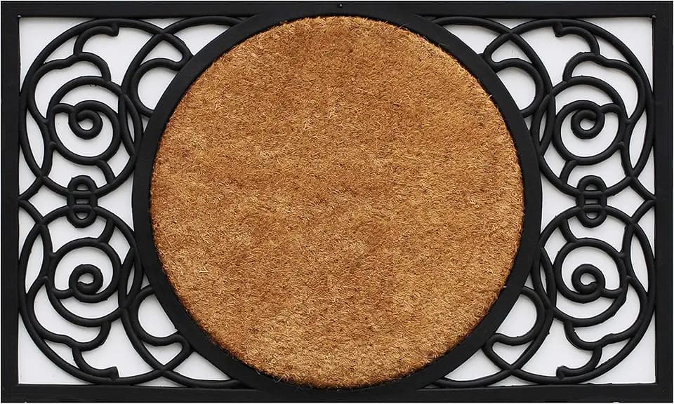 Calloway Mills 180031830NP Armada Circle Doormat, 18" x 30", Black/Natural