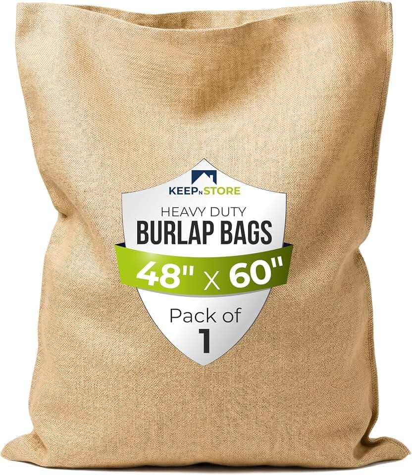 Burlap Storage Bag 48" x 60", Pack of 1 – Natural Jute Gunny Sack for Storage of Vegetables, Gardening & Farm Use, Breathable Heavy-Duty Burlap Bags