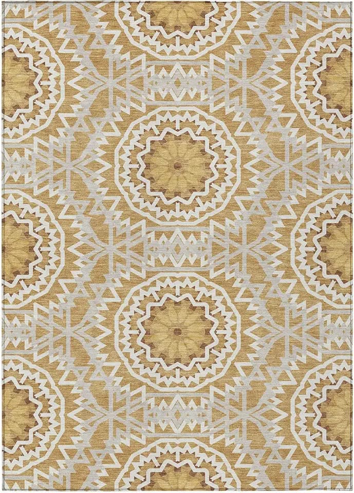 Addison Rugs Chantille ACN619 Gold 5' x 7'6" Indoor Outdoor Area Rug, Easy Clean, Machine Washable, Non Shedding, Bedroom, Living Room, Dining Room, Kitchen, Patio Rug