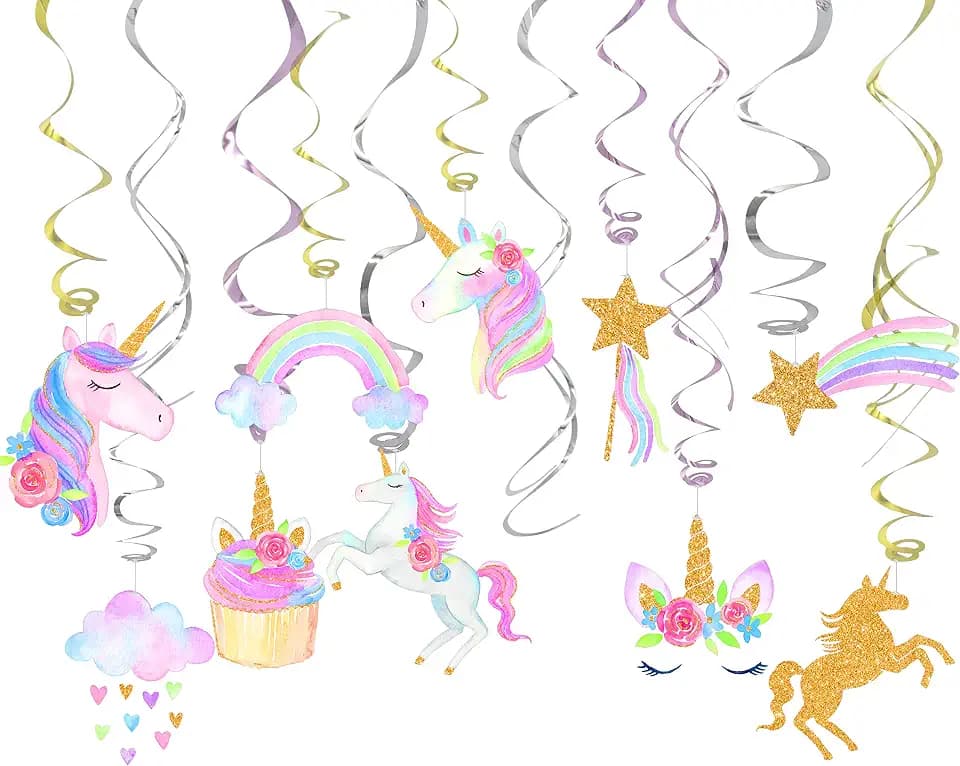 Klmars 30 Ct Unicorn Hanging Swirl Decorations - Unicorn Party Decorations