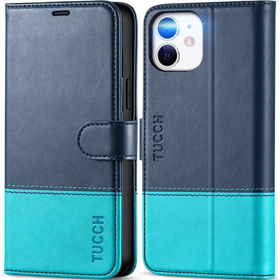 TUCCH Hülle für iPhone 12 Pro, Handyhülle, Dunkelblau-Seeblau