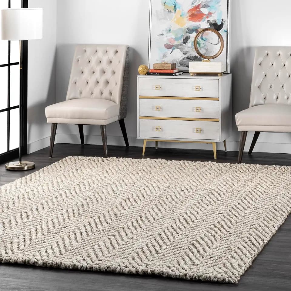 nuLOOM Vania Off White Chevron Hand Woven Area Rug, 4' x 6'