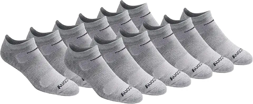 Saucony Men's RunDry Mesh Ventilating Comfort Fit Performance No-Show Socks, Available in M-XXL (6, 12, 18 Pairs)