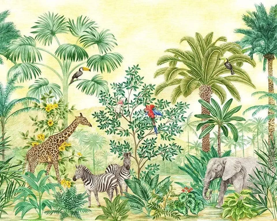 Komar Vlies Fototapete - Jungle Adventure - Größe: 350 x 280 cm (Breite x Höhe) - Dschungel, Regenwald, Kindertapete, Kinderzimmer, Tapete - IAX7-0010