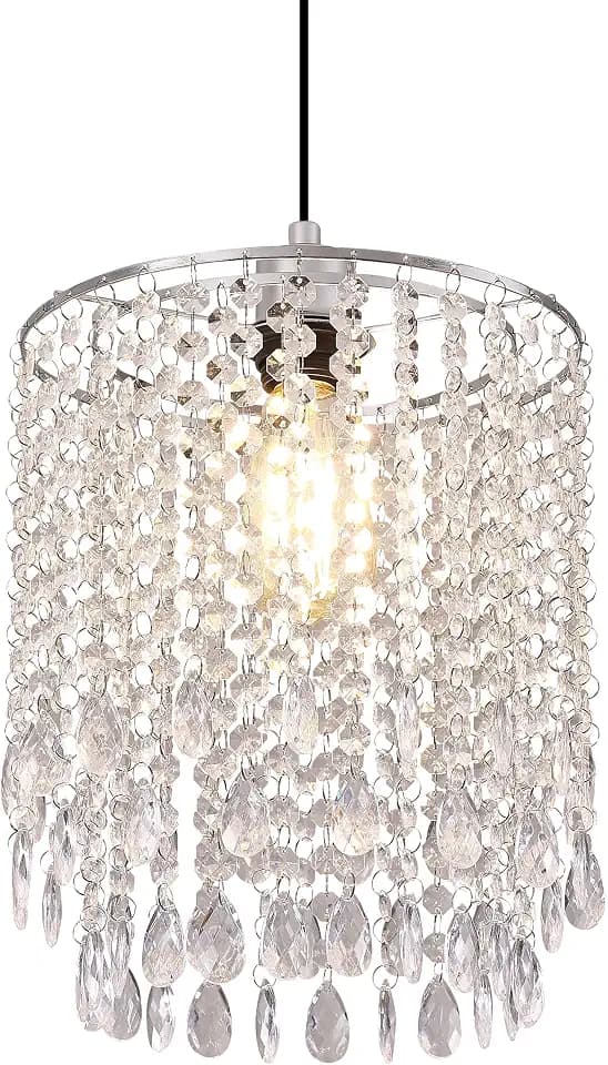 Unsophisticated Acrylic Chandelier Shades, Crystal Lamp Shade, Light Shade Crystal Chandelier for Dining Room, Beaded Chandelier Diameter 25 cm, 2 Tiers, Clear