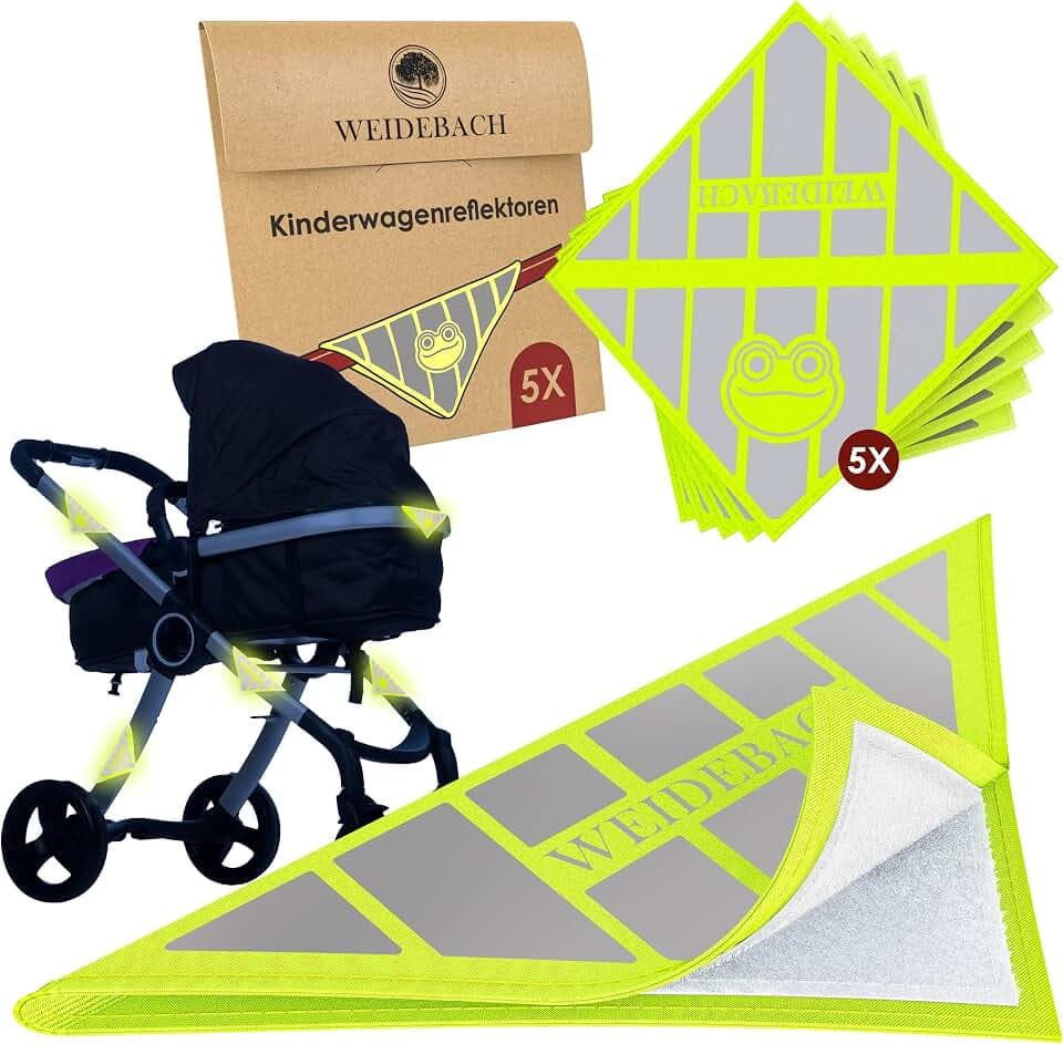 WEIDEBACH® 5er Set Kinderwagen-Reflektoren Froschmotiv, stark reflektierend