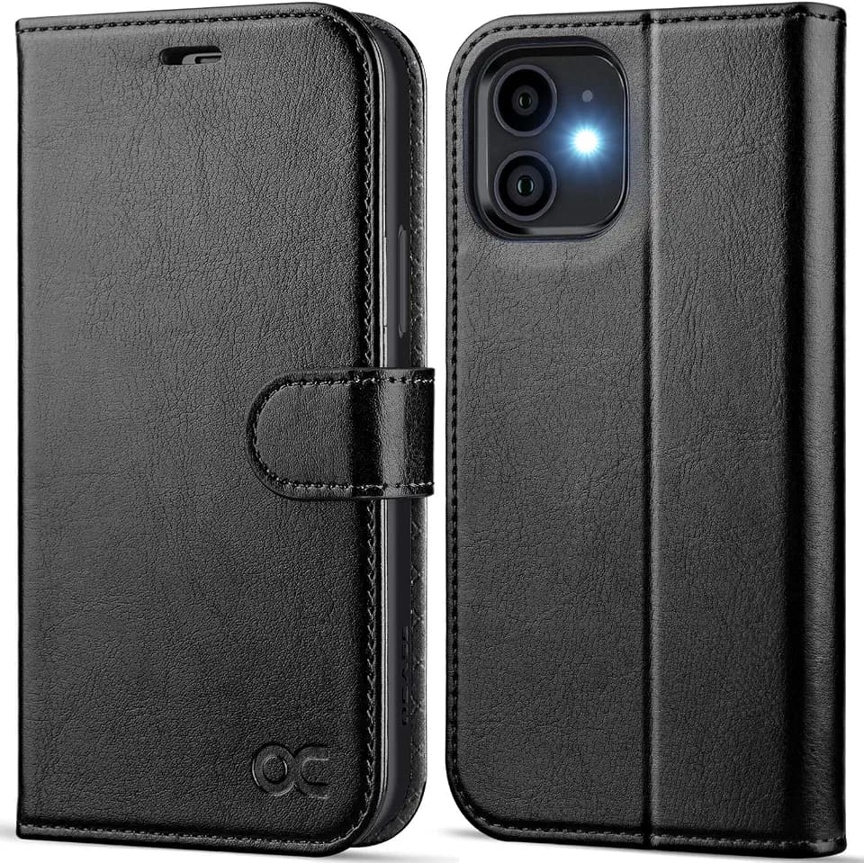 OCASE for iPhone 12/ iPhone 12 Pro Wallet Case, Card Holder, Black
