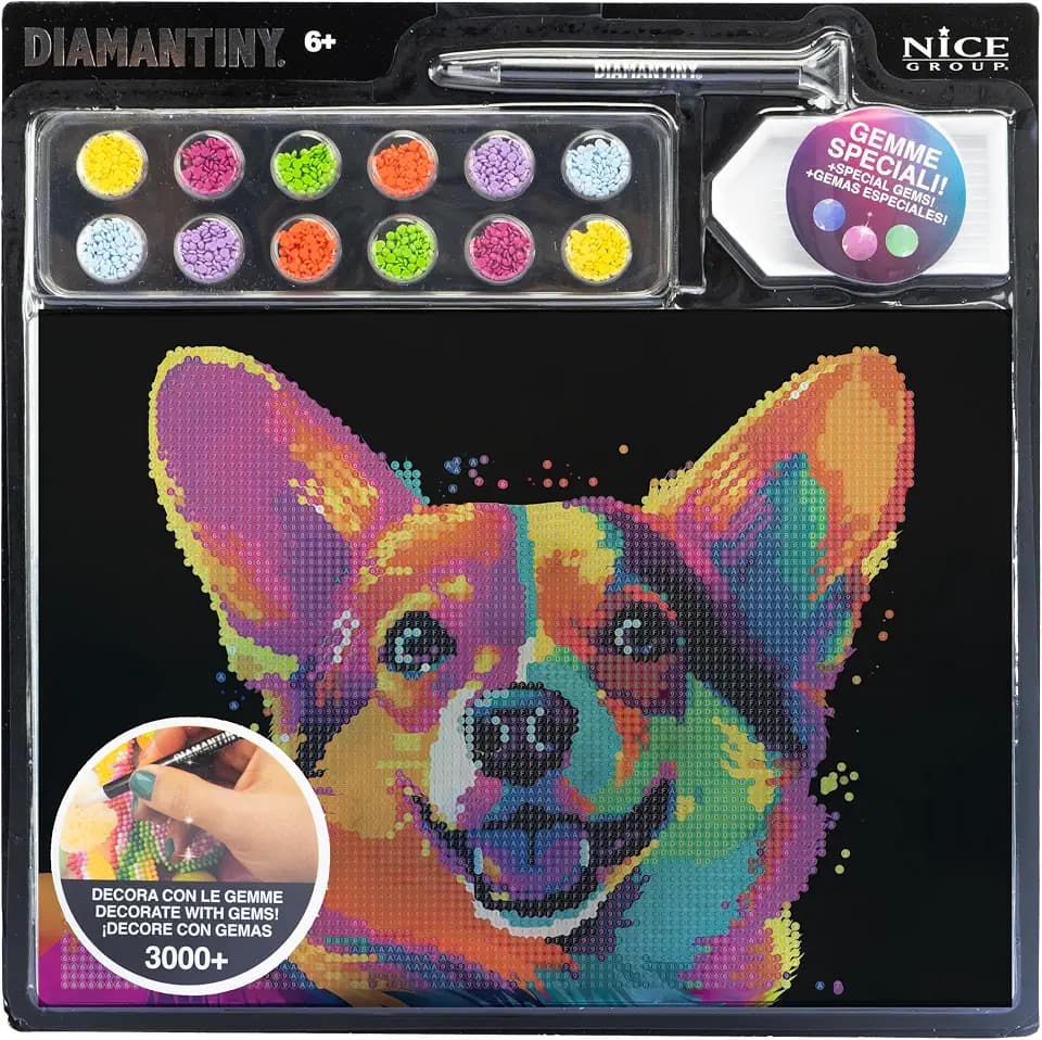 DIAMANTINY - Hund Corgi Pop II-Malen nach Zahlen, mehrfarbig, A4, 96022