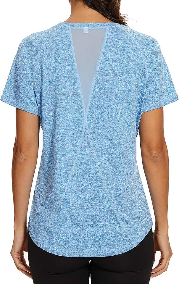 Gyabnw Damen UV Shirt UPF 50+ Sportshirt Kurzarm Mesh Rücken Atmungsaktives