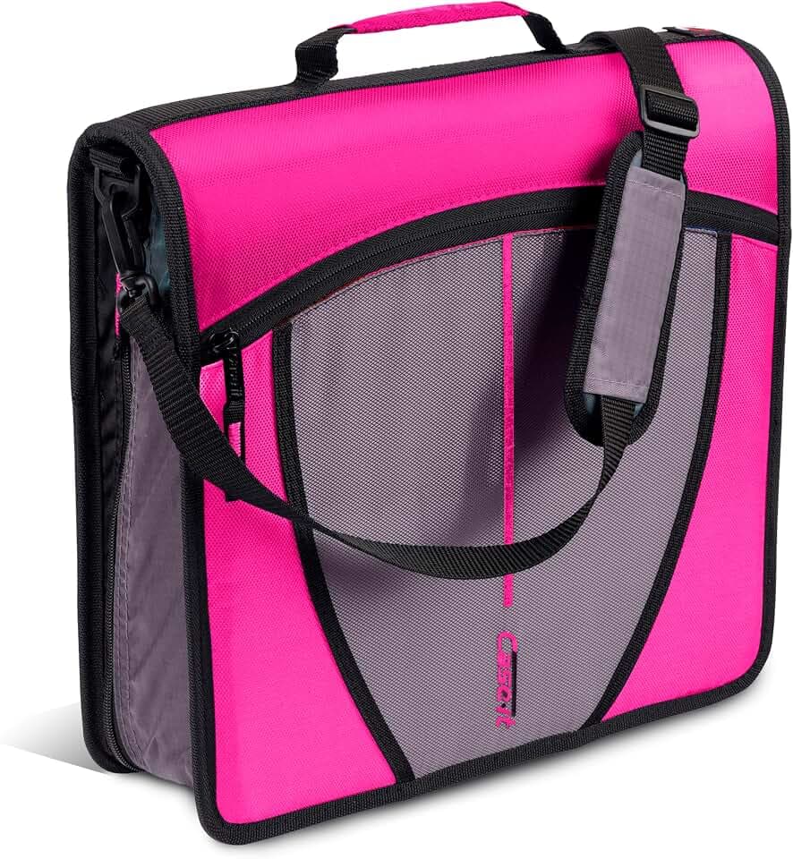 Case-it School Zipper Binder | 3-Inch O-Rings | 600-Sheet | D-146 Magenta