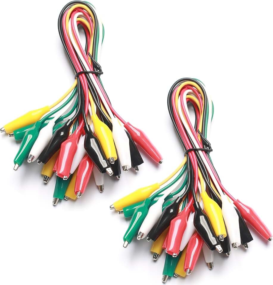 WG-026 10-Piece Test Lead Set with Alligator Clips, 22 AWG, 20.5-Inch, 5 Colors Copper Wire Soldered and Stamped Alligator Clips,Testing Probes, Crocodile Jumper Wires Cable for Electrical Testing