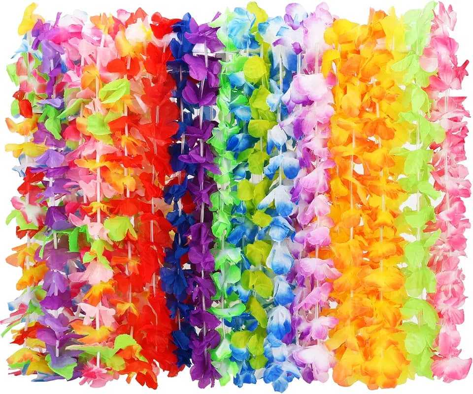 Hawaiian Leis, 24PCS Hawaiian Party Decorations Silk Flower Necklace