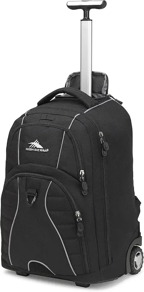 High Sierra Freewheel Wheeled Laptop Backpack, Black, 20.5 x 13.5 x 8-Inch