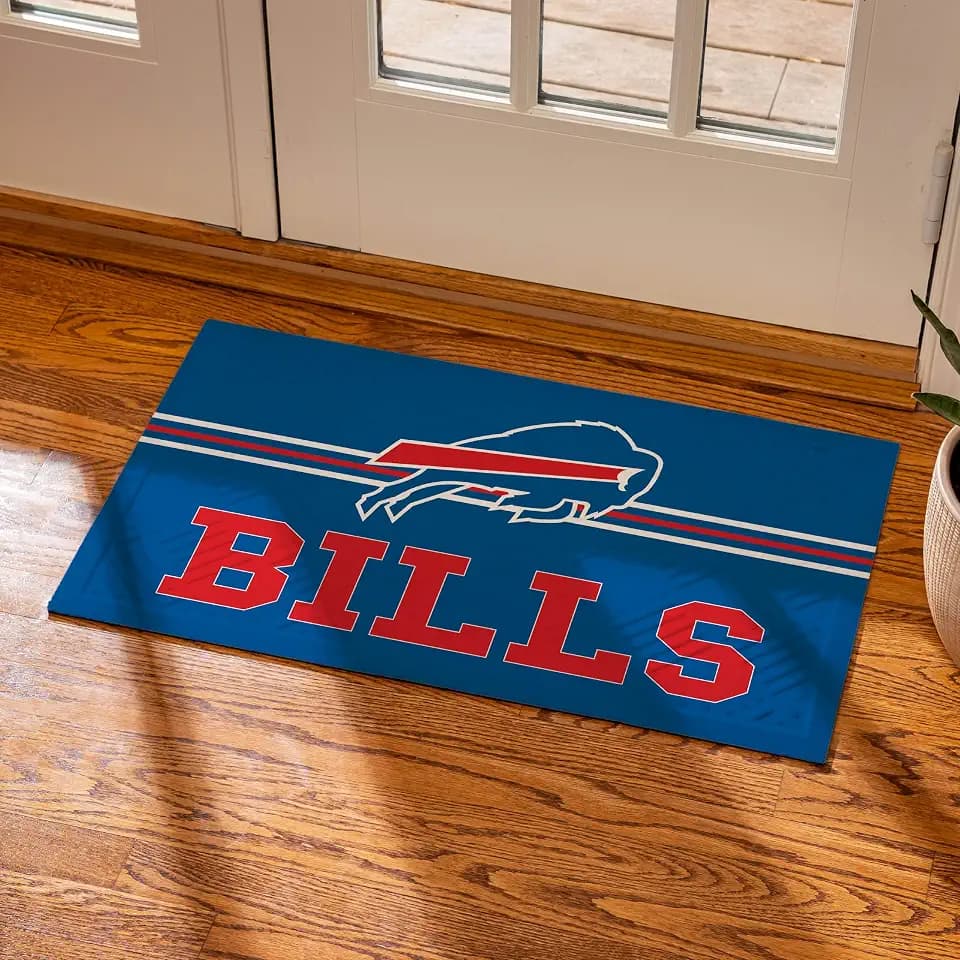 Team Sports America NFL Entrance Doormat | 28 x 16 Inches | Embossed Cross Hatch | Non - Slip Backing | Indoor and Outdoor Home Décor (Buffalo Bills)