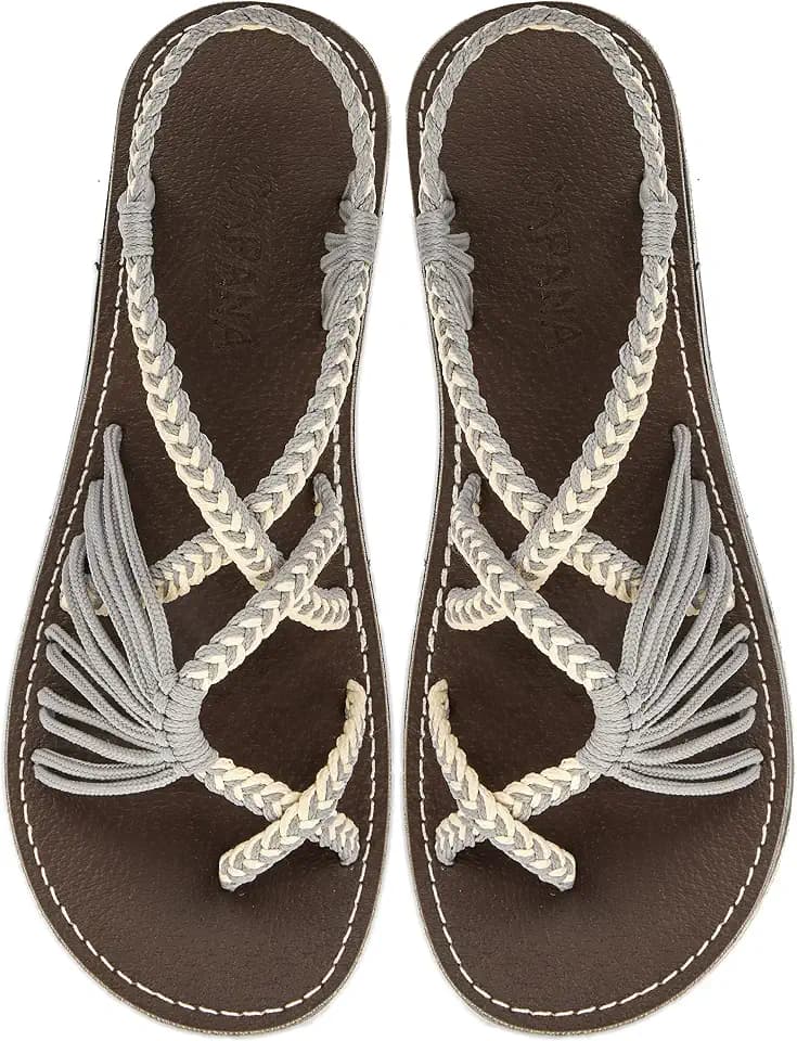 Capana Woven Women's Flat Sandals - Strappy Braided Sandals, Beach Sandals for Women Dressy Summer, Rope Bohemian Sandals, Spring Casual Womens Shoes, Comfy Boho Flats for Teen Girls – Banyan