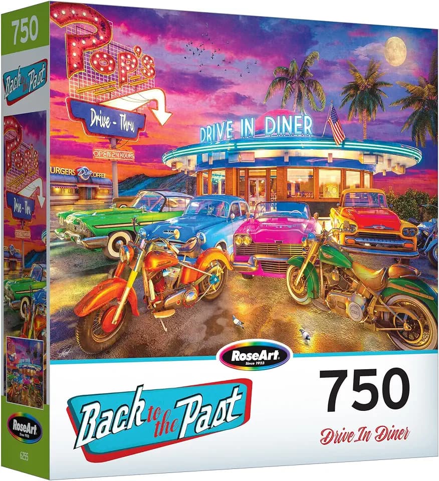 RoseArt Back to The Past Drive in Diner 750 Piece Jigsaw Puzzle