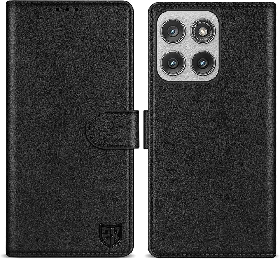 ZZXX for Moto Edge 2025 Wallet Case Magnetic Closure 6.7 inch,Black