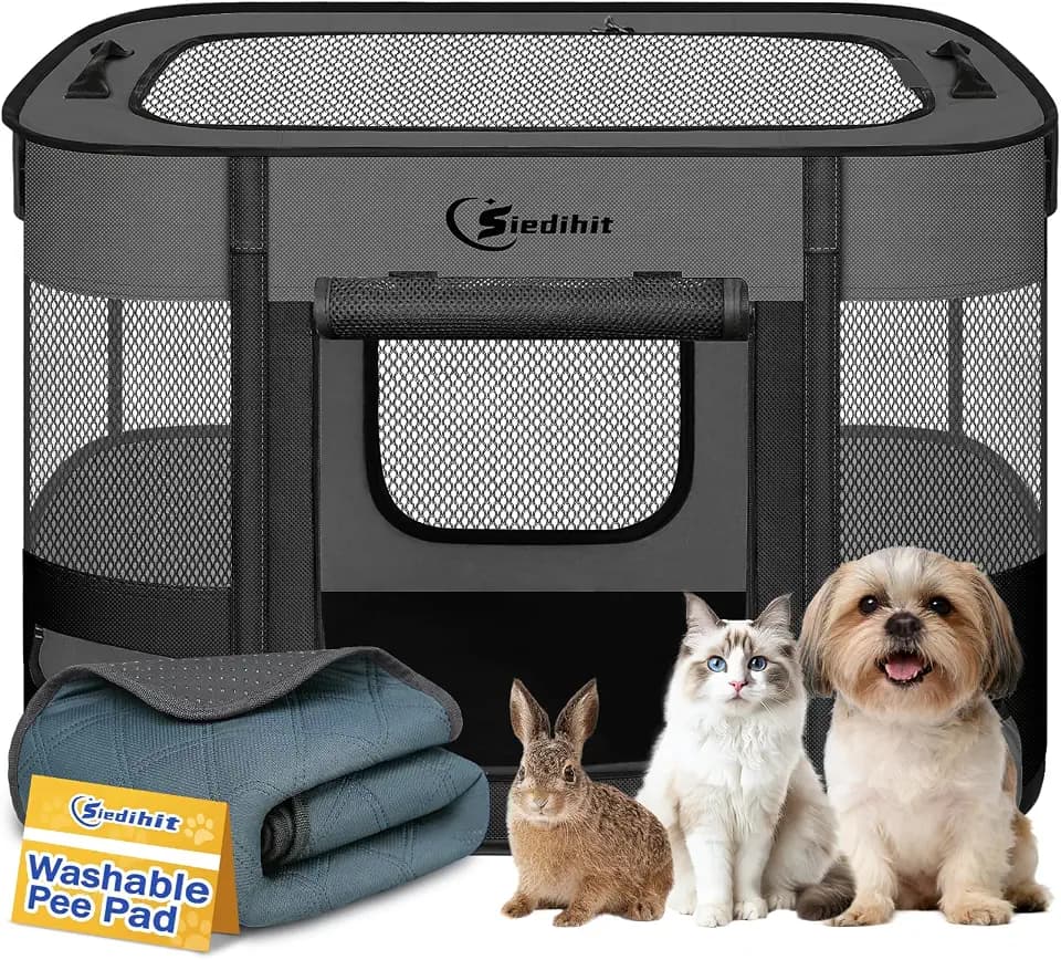 Siedihit 28" Dog Playpen,Cat Puppy Pen, Pet Portable Crate Indoor Outdoor