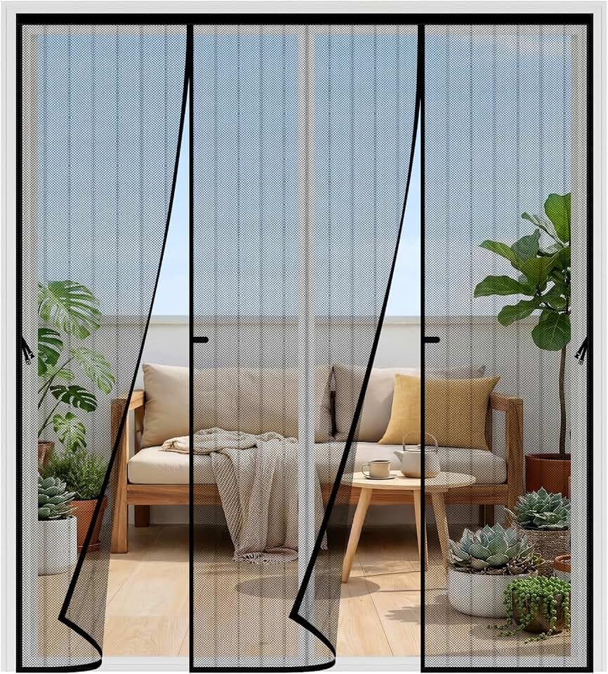 Fliegengitter Balkontür Doppeltür,180x222cm Fliegengitter Schiebetür Ohne Bohren,Magnet Insektenschutz Fliegenvorhang Terrassentür Groß,Moskitonetz für Fenster Balkontür Kellertür Terrassentür