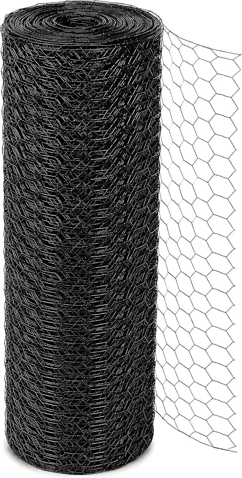 48 in x 150 ft Black Chicken Wire, 19 Gauge Galvanized PVC-Coated Hexagonal Mesh, Poultry Netting Fence for Chicken Coops, Rabbits, Gardens & DIY Projects