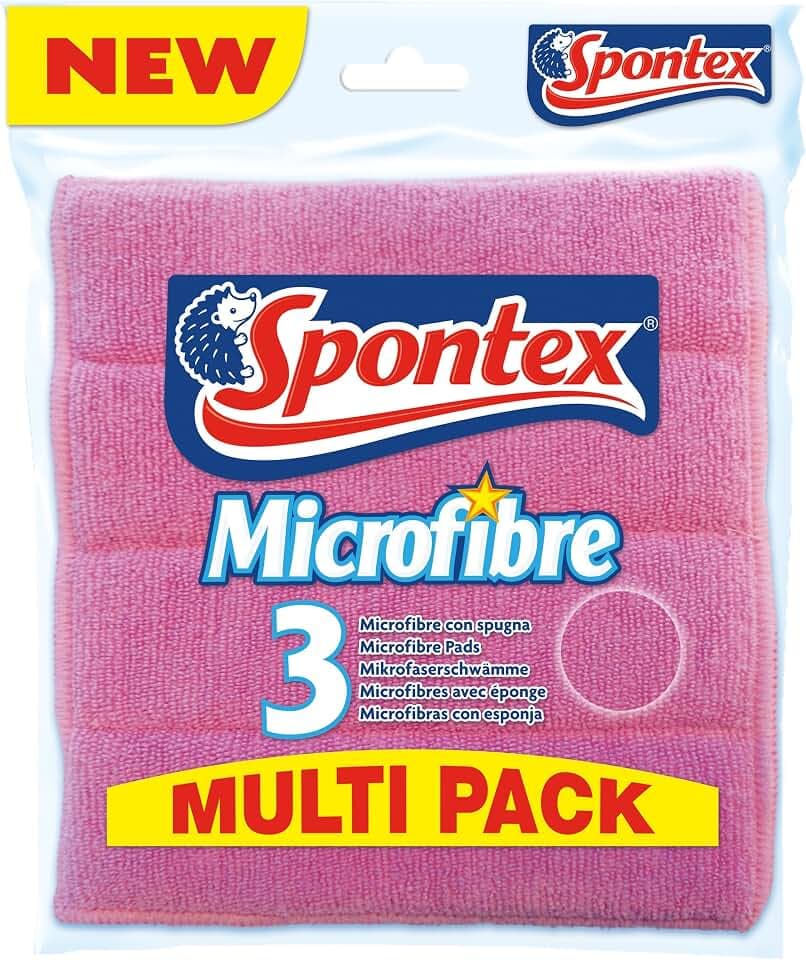 Spontex Pad X3 Set Microfibre, Pink/Grün/Gelb, 3 Stück