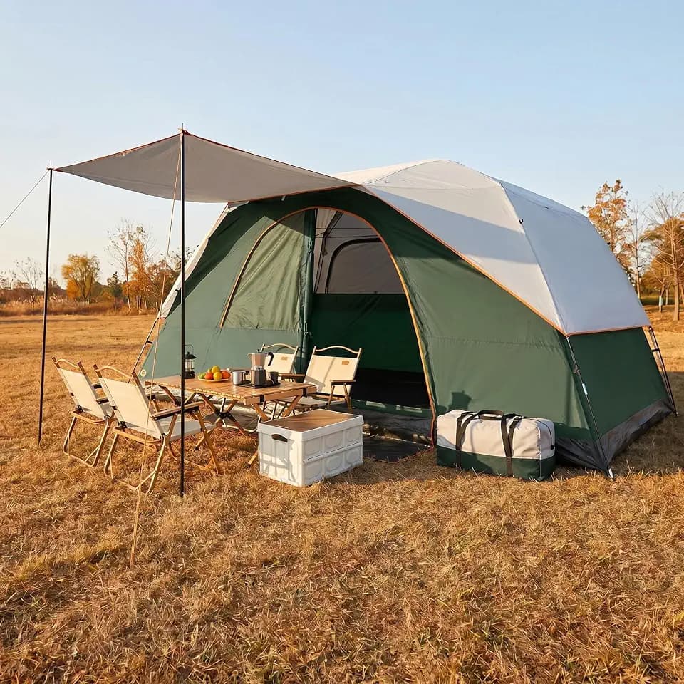 COBIZI 10-12P Camping Tent with Rainfly, Waterproof & Windproof, Deep Green