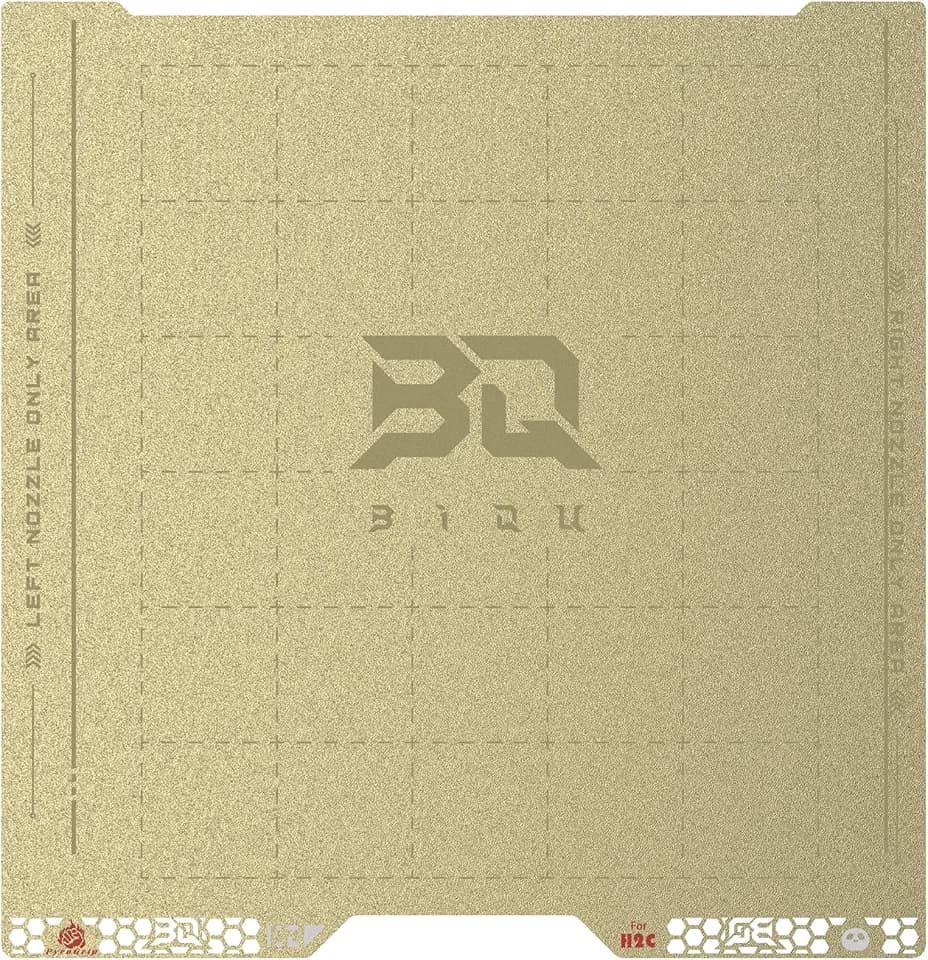 BIQU PyroGrip Double Side Textured PEI Compatible with Bambu-Lab H2C 3D Printer 355x346mm PEI Spring Steel Build Plate Flexible Sheet Print Bed Removable Surface Platform