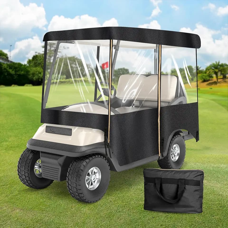 SHANTRA Golf Cart Enclosure, Golf Cart Cover for 2/4 Passengers with 4-Sided Transparent Windows, Portable & Universal Rain Cover with Carrying Bag - Waterproof