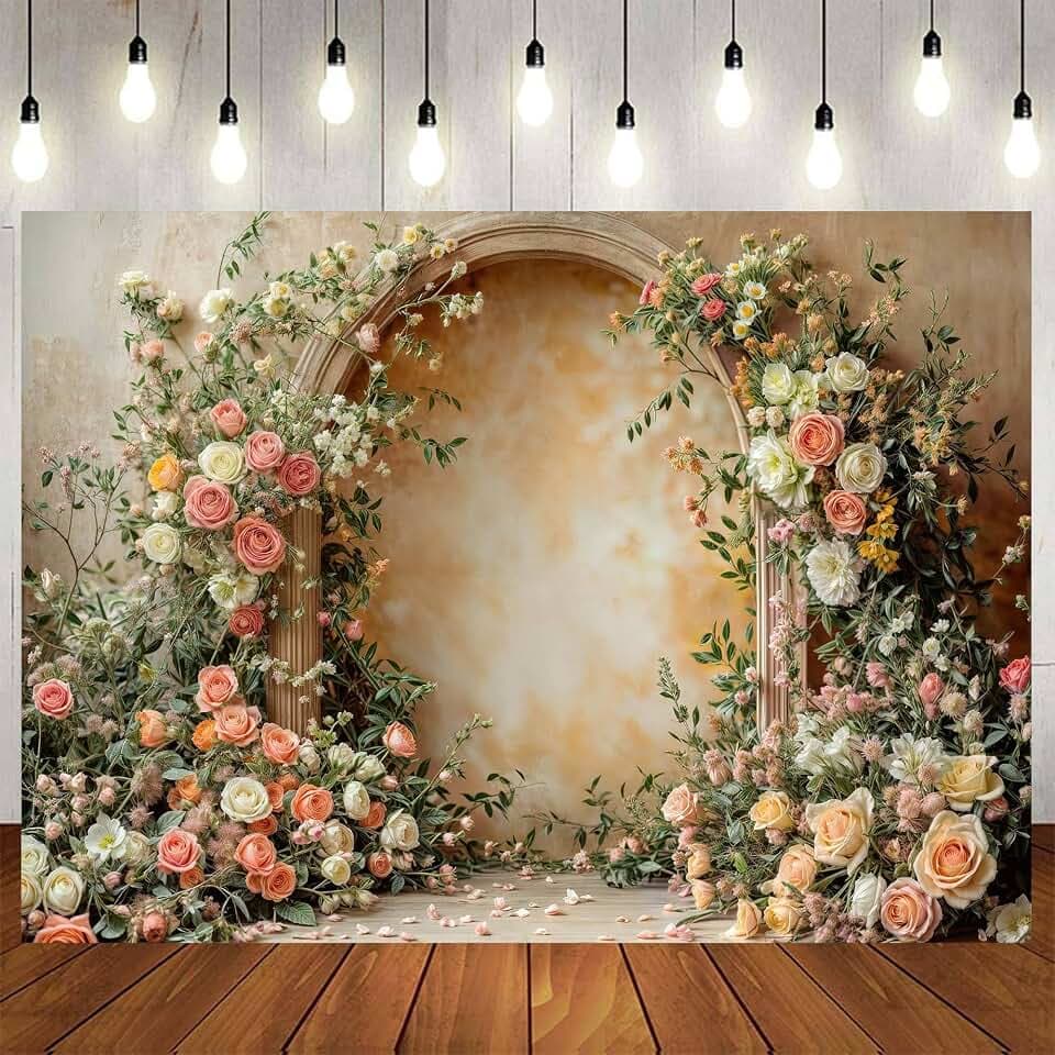 7 x 5 ft Flower Wall Backdrops Arch Pregnant Wedding Party Supplies Valentine's Day Mother's Day Event Bridal Shower, Baby Shower Banner Photo Shoot Portrait Photo Background