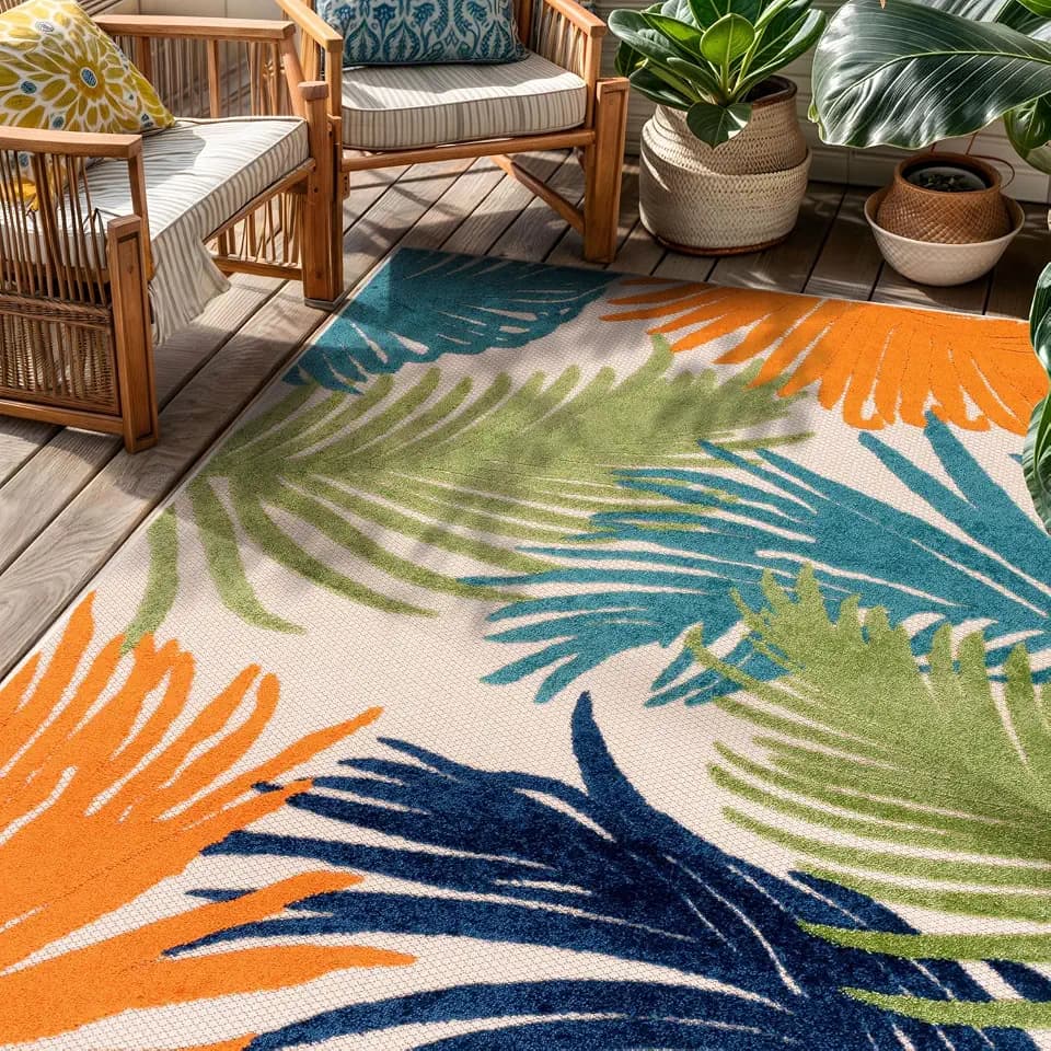 Rugshop Lucca Indoor/Outdoor Contemporary Floral Area Rug Multi 4' x 6'