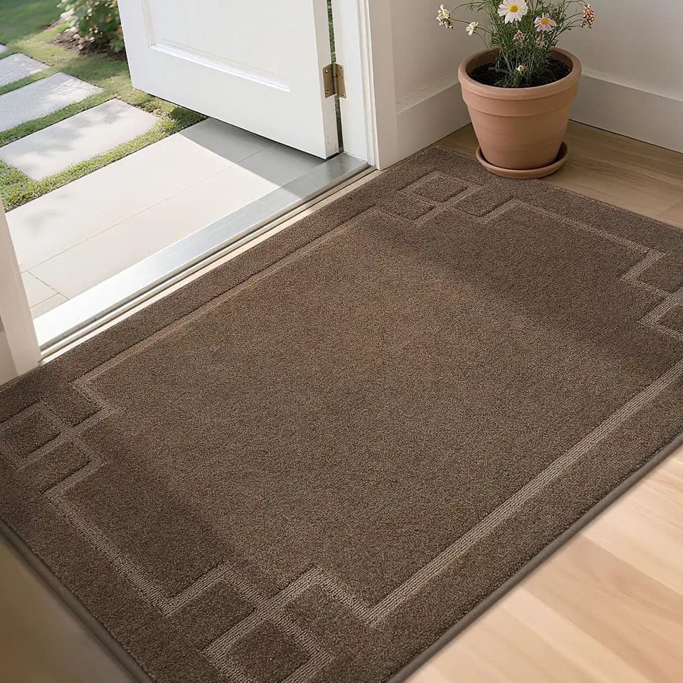 BEQHAUSE Door Mat 36" x 60", Non-Slip Door Mats Indoor Washable, Brown