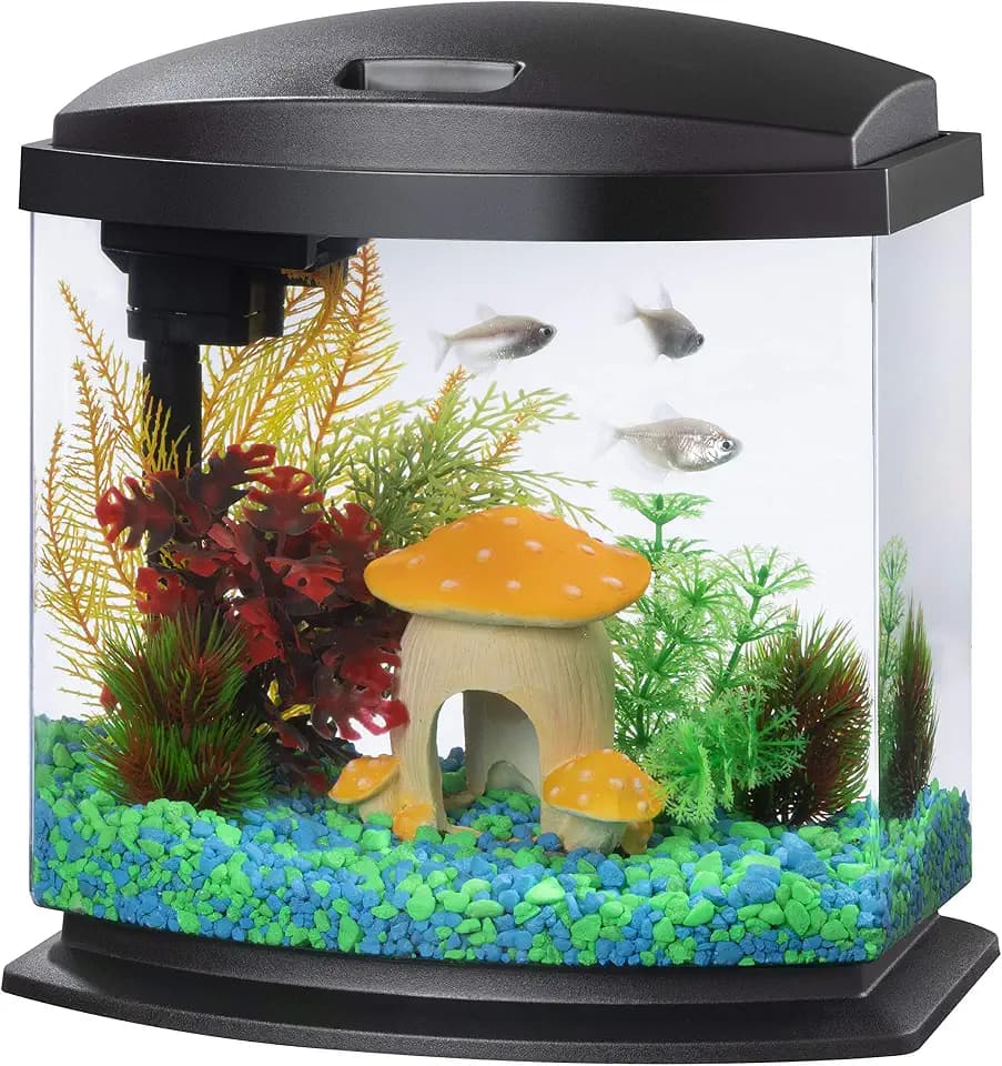Aqueon LED MiniBow Small Aquarium Fish Tank Kit, Black, 2.5 Gallon