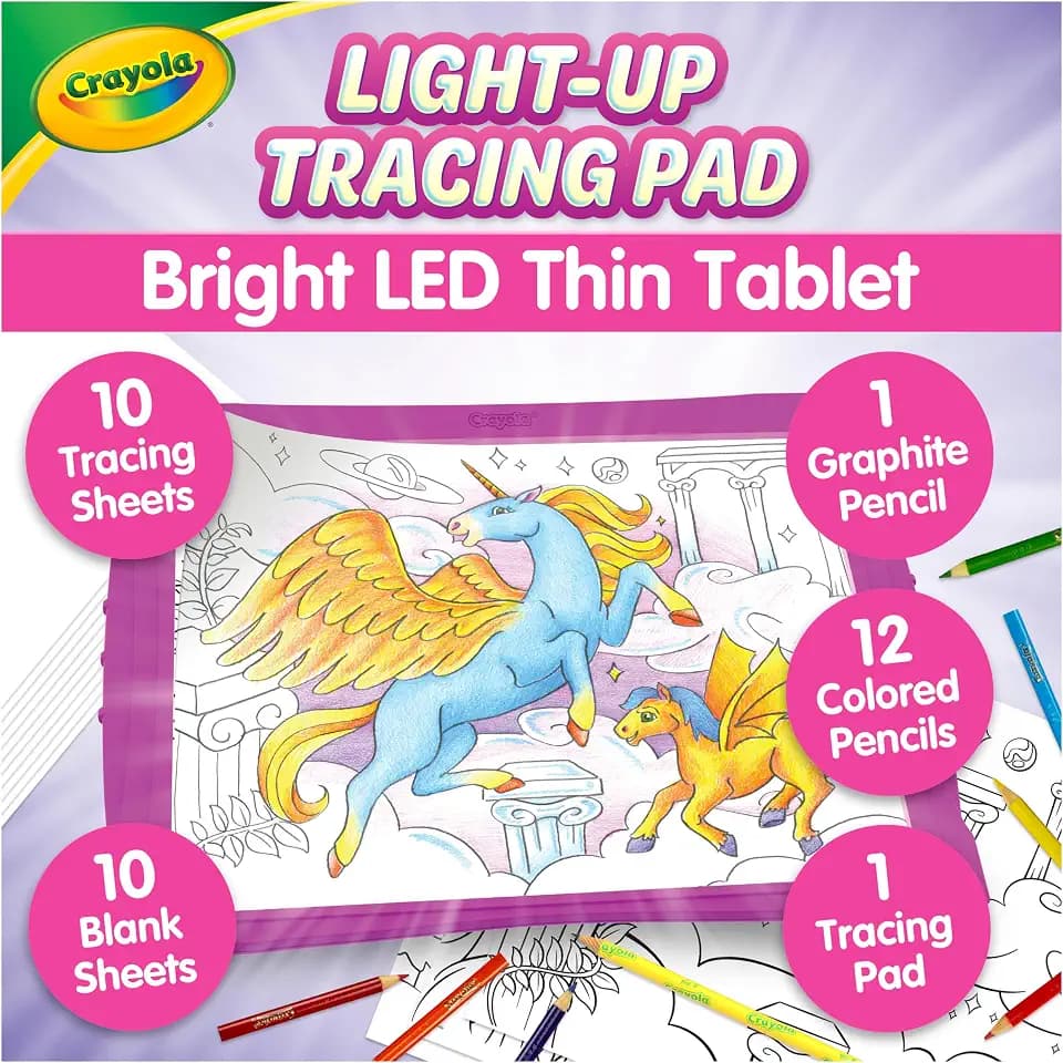 Crayola Light Up Tracing Pad Pink, Best Birthday Gifts for Girls & Boys, 6, 7, 8 Year Olds, Kids Toys, Light Box Art Kit for Kids [Amazon Exclusive]