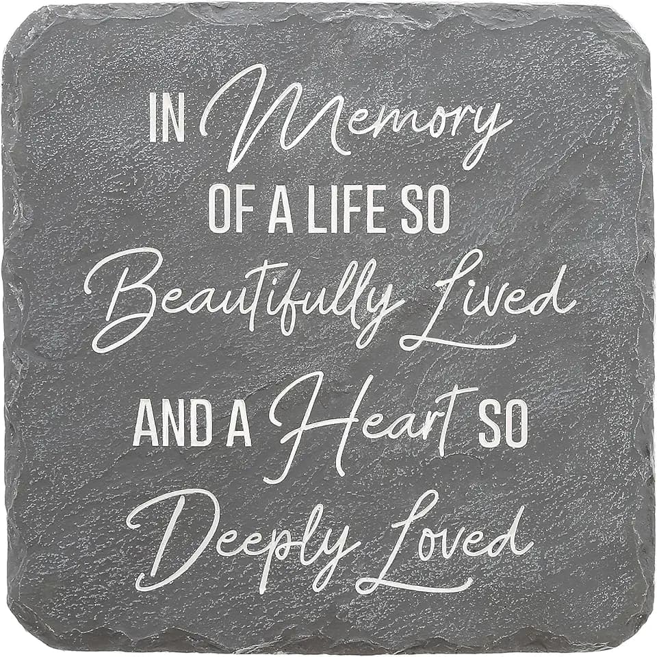 Pavilion Gift Company – Life So Beautifully Lived – 7.75” Indoor Outdoor Weatherproof Decorative Garden Stepping Stone Beloved Grave Memorial in Memory Bereavement Remembrance Loss Gift