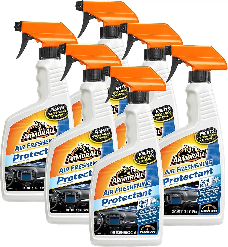 Armor All Car Air Freshener and Cleaner - Odor Eliminator and Protectant for Cars & Truck, Cool Mist, 16 Fl Oz Spray Bottles, Pack of 6, 78511-6PK