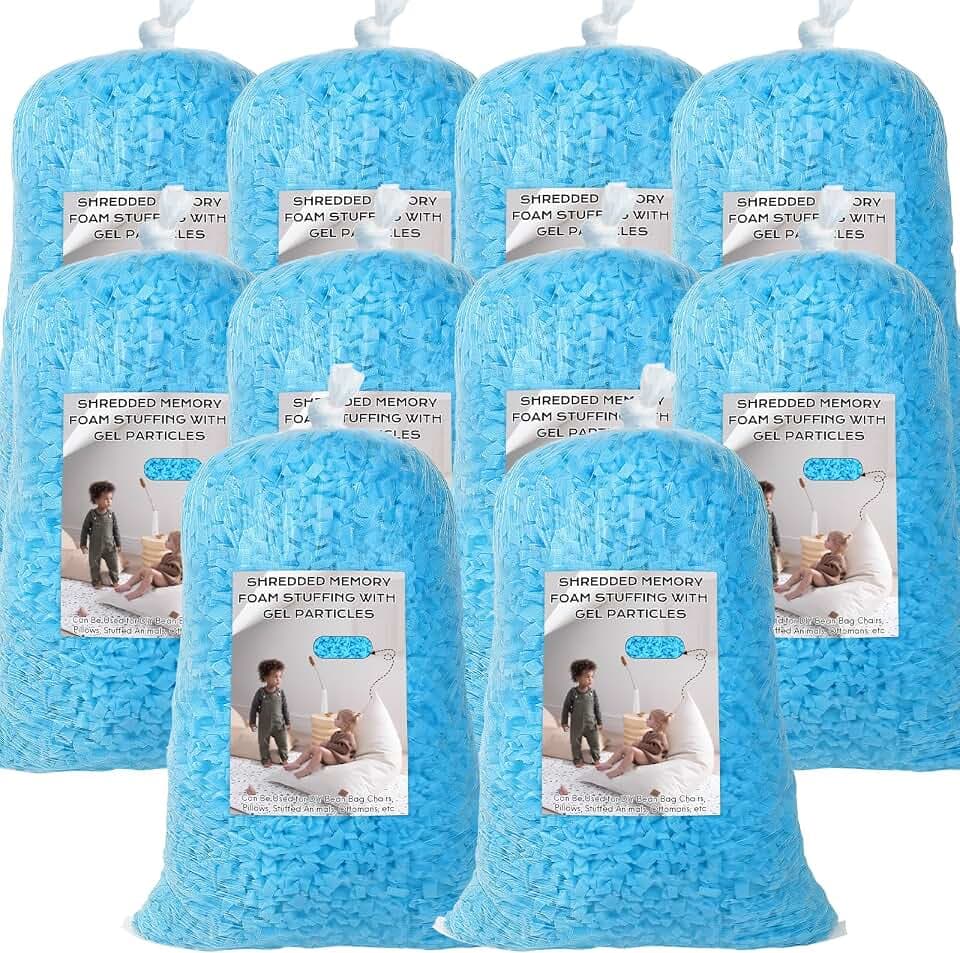 50lbs Bean Bag Filler, Shredded Memory Foam Filling, Pillow Filler
