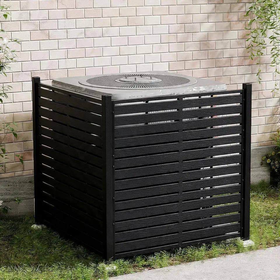 38" W x 39" H Air Conditioner Fence, Outdoor Privacy Screens, Black