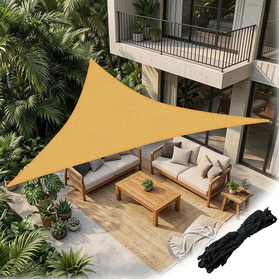 Sonnensegel 3X 3X 3m, Sand Dreieck-Markise Wasserdicht,98% UV-Schutz