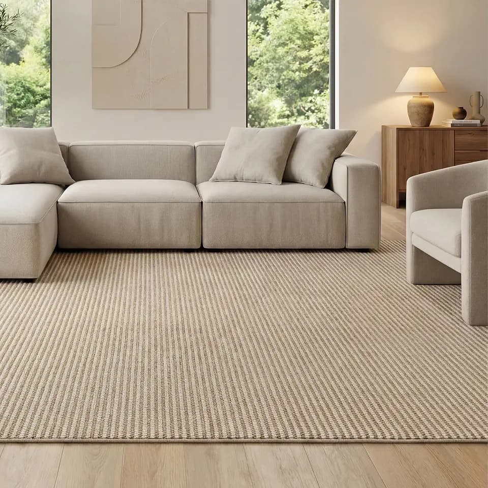 Bedsure 5x7 Faux Wool Area Rug for Living Room, Machine Washable, Beige