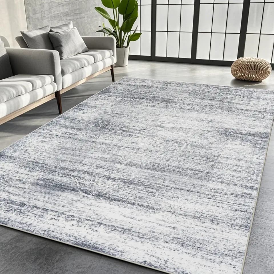 5x7 Washable Area Rugs for Living Room,Bedroom,Dining Room (Grey Cream)